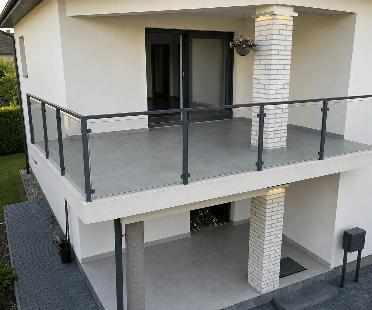 Balkon se zábradlím — vizualizace